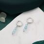 Sterling Silver Genuine Blue Chalcedony Stone Trio Huggie Hoop Earrings, thumbnail 1 of 10