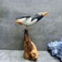 Handmade Wooden Cliff Diving Penguin Sculpture Ornament, thumbnail 11 of 11