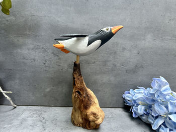 Handmade Wooden Cliff Diving Penguin Sculpture Ornament, 11 of 11