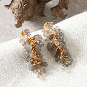 Garnet Gold And Silver Grape Drop Stud Earrings, 6 of 8