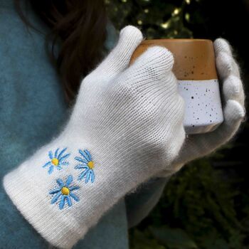 Personalised Daisy Ladies Soft Knit Warm Gloves Gift, 7 of 9