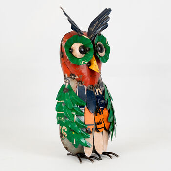 Recycled Tin Owl Ornament, 3 of 4