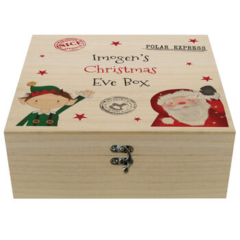 Personalised Wooden Christmas Eve Boxes – Natural And White Hand Painted Styles, 10 of 11
