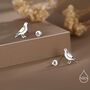 Sterling Silver Eurasian Collared Dove Earrings, thumbnail 2 of 11