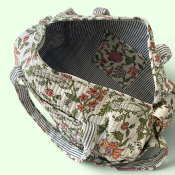Large Weekend Duffle Bag | Garden Floral Block Print, 4 of 5