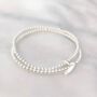 Sterling Silver Double Beaded Stretch Heart Bracelet, thumbnail 5 of 12