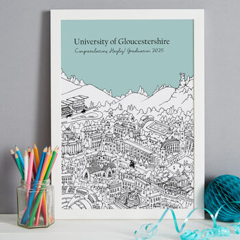 Personalised University Of Gloucestershire Graduation Gift Print, 6 of 8
