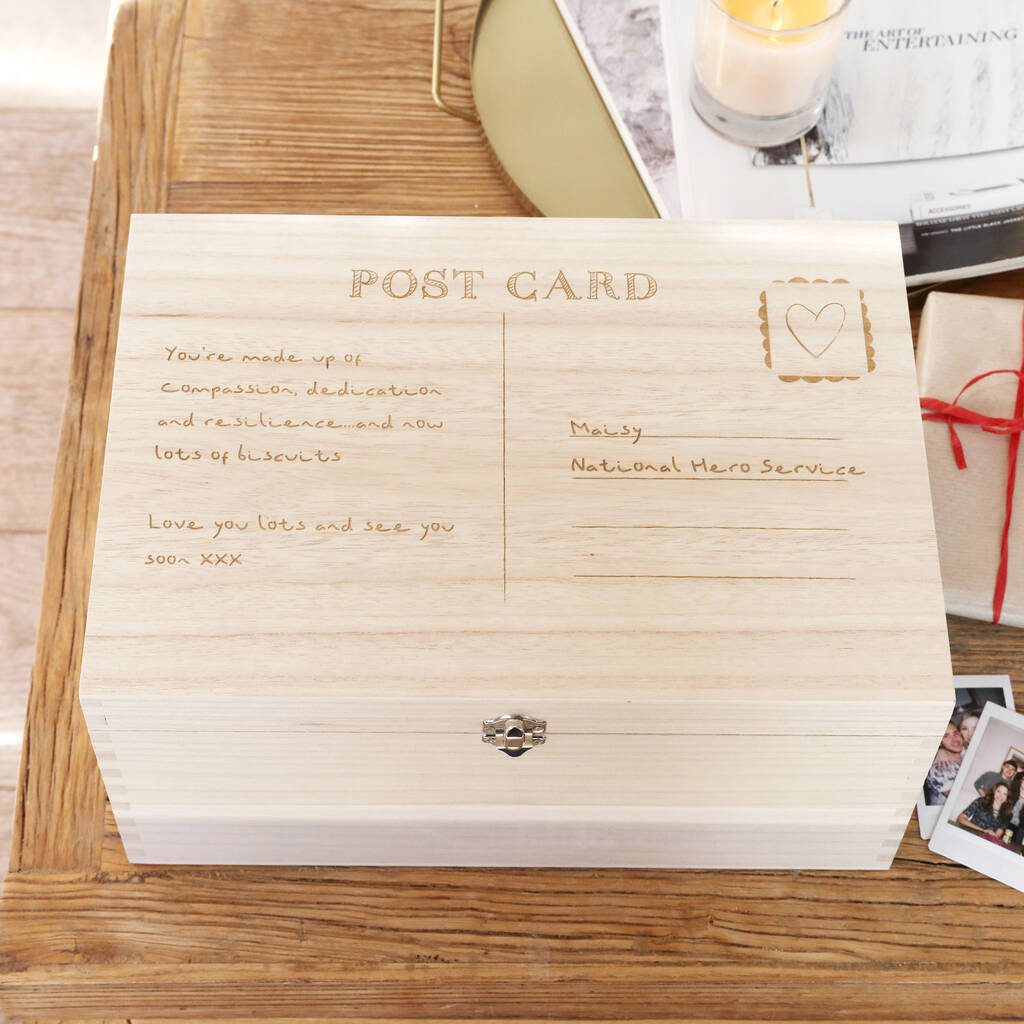 Personalised Postcard Wooden Hamper Box, 1 of 3