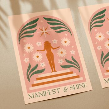 Manifest And Shine, Floral Mindful Bohemian Art Print, 2 of 3