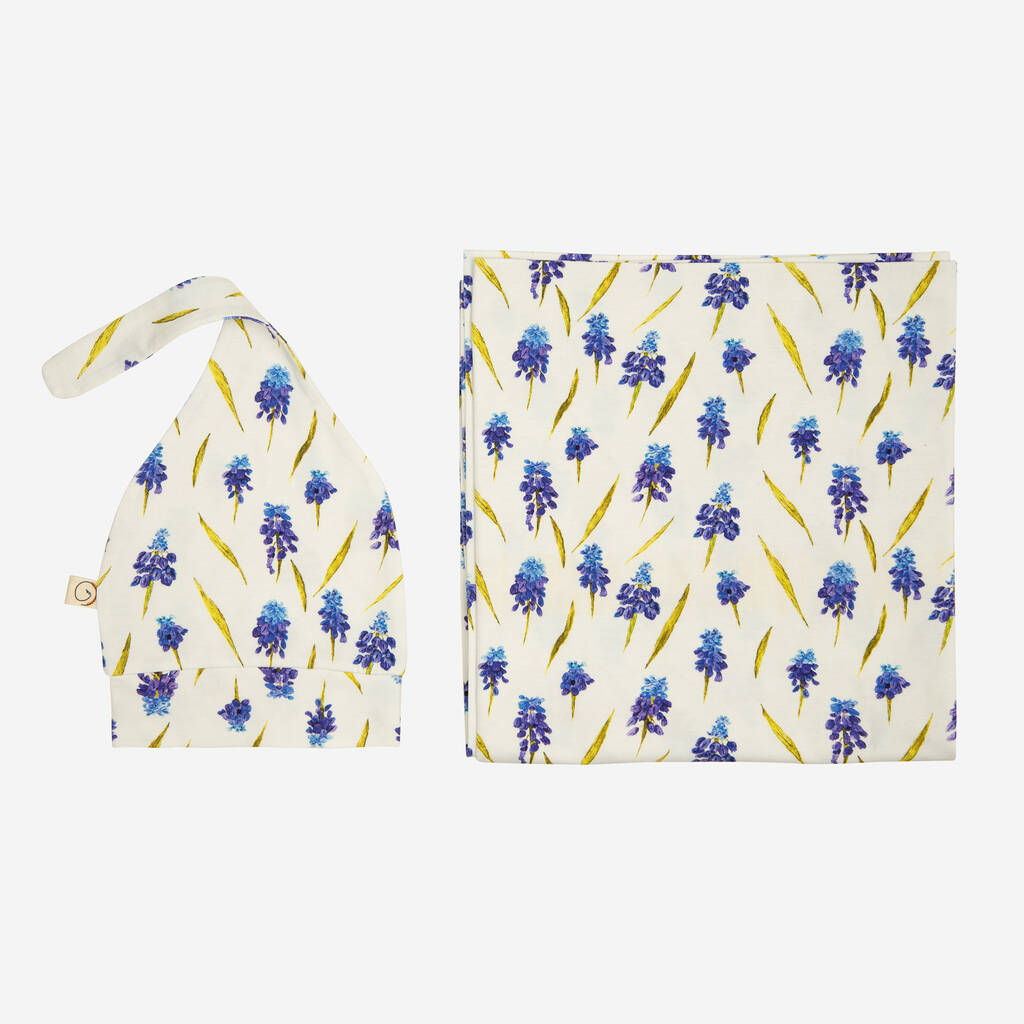 Grape Swaddle Baby Blanket And Hat Layette Set By The Ugly Duckling