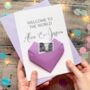 Welcome To The World New Baby Card: Handmade Origami Heart Keepsake Gift, Baby Boy, Baby Girl, Twins, thumbnail 5 of 8