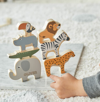 Personalised Wooden Stacking Animals Game, 6 of 7