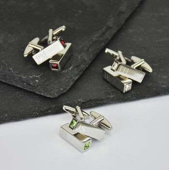 Birthstone Personalised Bar Cufflinks, 6 of 12