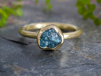 Blue Diamond Engagement Ring In 18ct Yellow Gold, 2 of 4