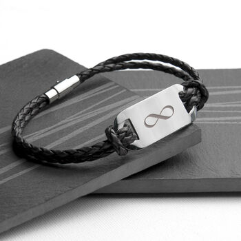 Personalised Men's Infinity Statement Leather Bracelet, 6 of 12