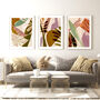 Earth Tone Abstract Leaf Print Set Of Three, thumbnail 1 of 12