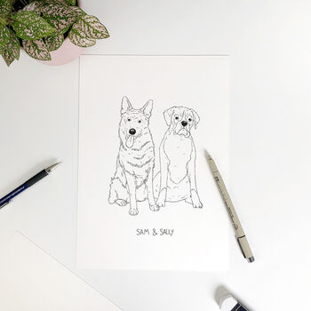 Personalised Pet Portrait Print Line Art, Unframed, 4 of 8