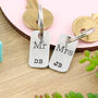 Couples Gift Mr And Mrs Personalised Pair Of Key Rings, thumbnail 4 of 5