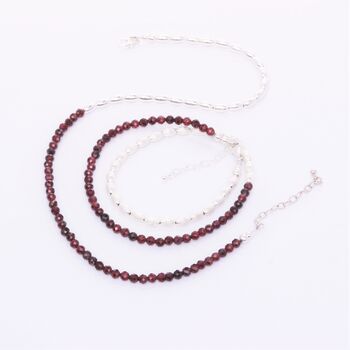 Garnet And Sterling Silver Double Stranded Bracelet Or Single Strand Necklace, 8 of 10