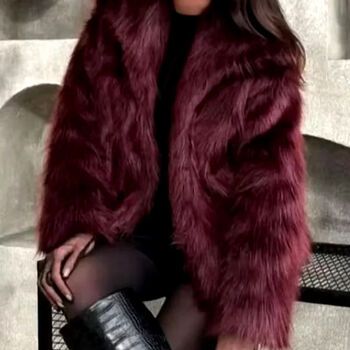 Faux Burgundy Fur Jacket, 4 of 4