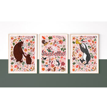 Woodland Animal Name Print Set, 4 of 12