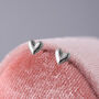 Sterling Silver Heart Stud Earrings With Bead Border, thumbnail 2 of 6