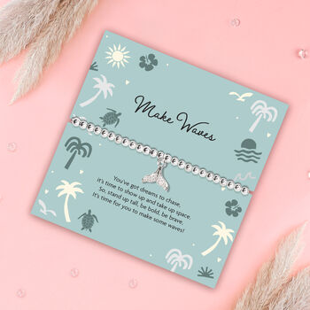 Make Waves Encouraging Silver Plated Beaded Bracelet For Her, 3 of 6