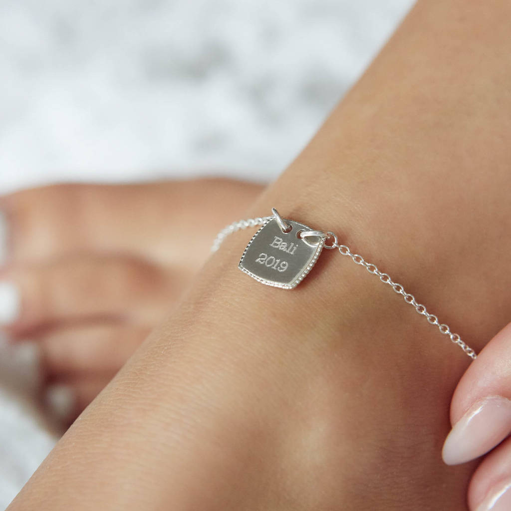 engraved gold anklet