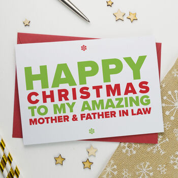 Christmas Card For Amazing Mother And Father In Law By A Is For