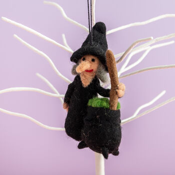 Personalised Felt Witch Hanging Decoration, 3 of 5