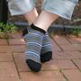 Multistripe Black And Polka Orange Men's Trainer Socks, thumbnail 2 of 8