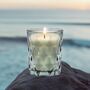 Fragrance Free Candle In Dusky Blue Glass, thumbnail 1 of 9