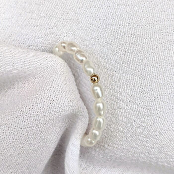 Gold Bead Pearl Ring, 3 of 3