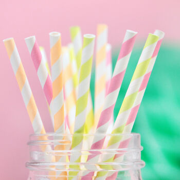 Colourful Neon Stripe Party Straws, 3 of 10