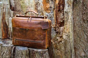 Handcrafted Leather Laptop Bag For Men Gift For Him, 5 of 12