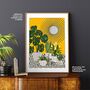 Sunray Mirror And Monstera Plant Print, thumbnail 1 of 8