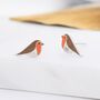Red Robin Bird Stud Earrings In Sterling Silver, thumbnail 4 of 9