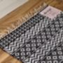 Black And White Geometric Patterned Rug, 69cm X 114cm, thumbnail 2 of 3