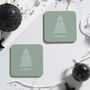 Geo Christmas Tree Coaster Set, thumbnail 1 of 3