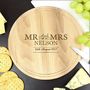 Mr And Mrs Personalised Round Chopping Board, thumbnail 1 of 2