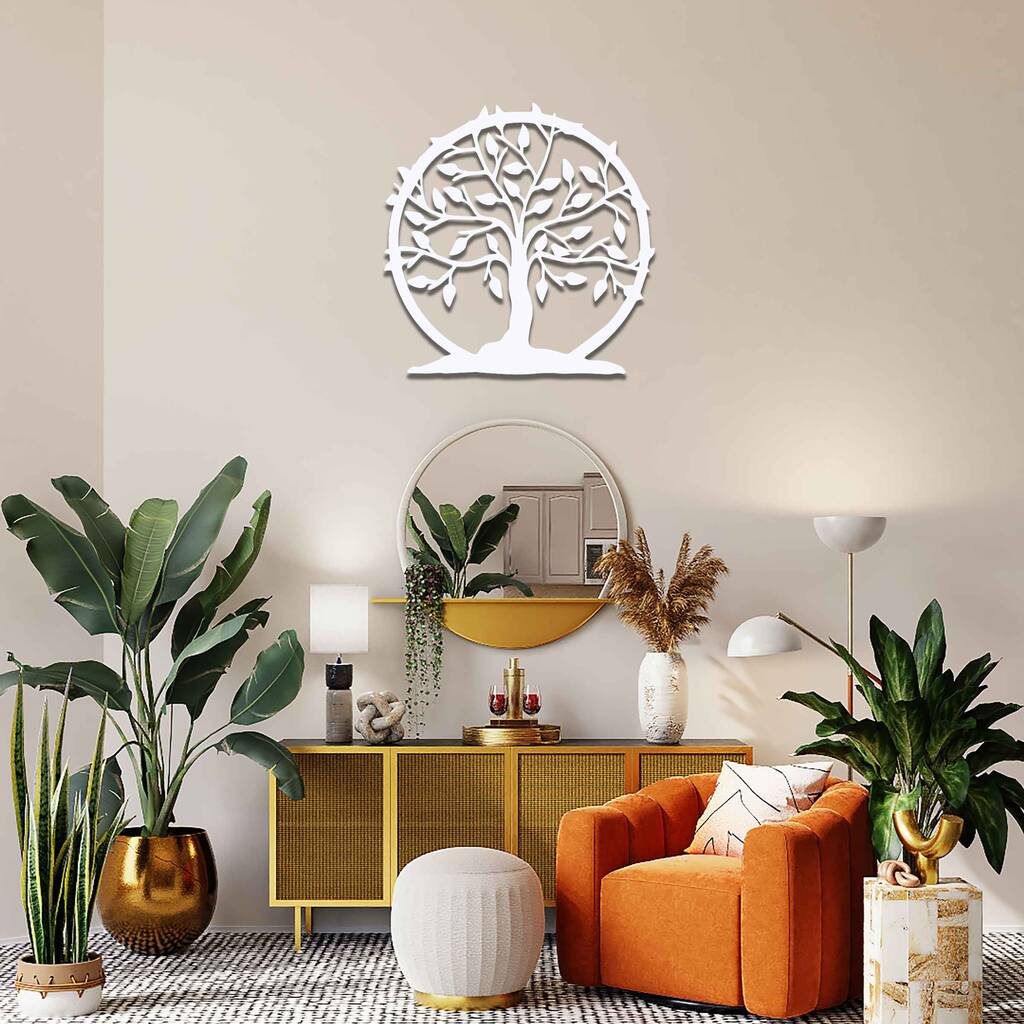 Wooden Tree Of Life Wall Art, Circular Tree Wall Decor By Duke Craft