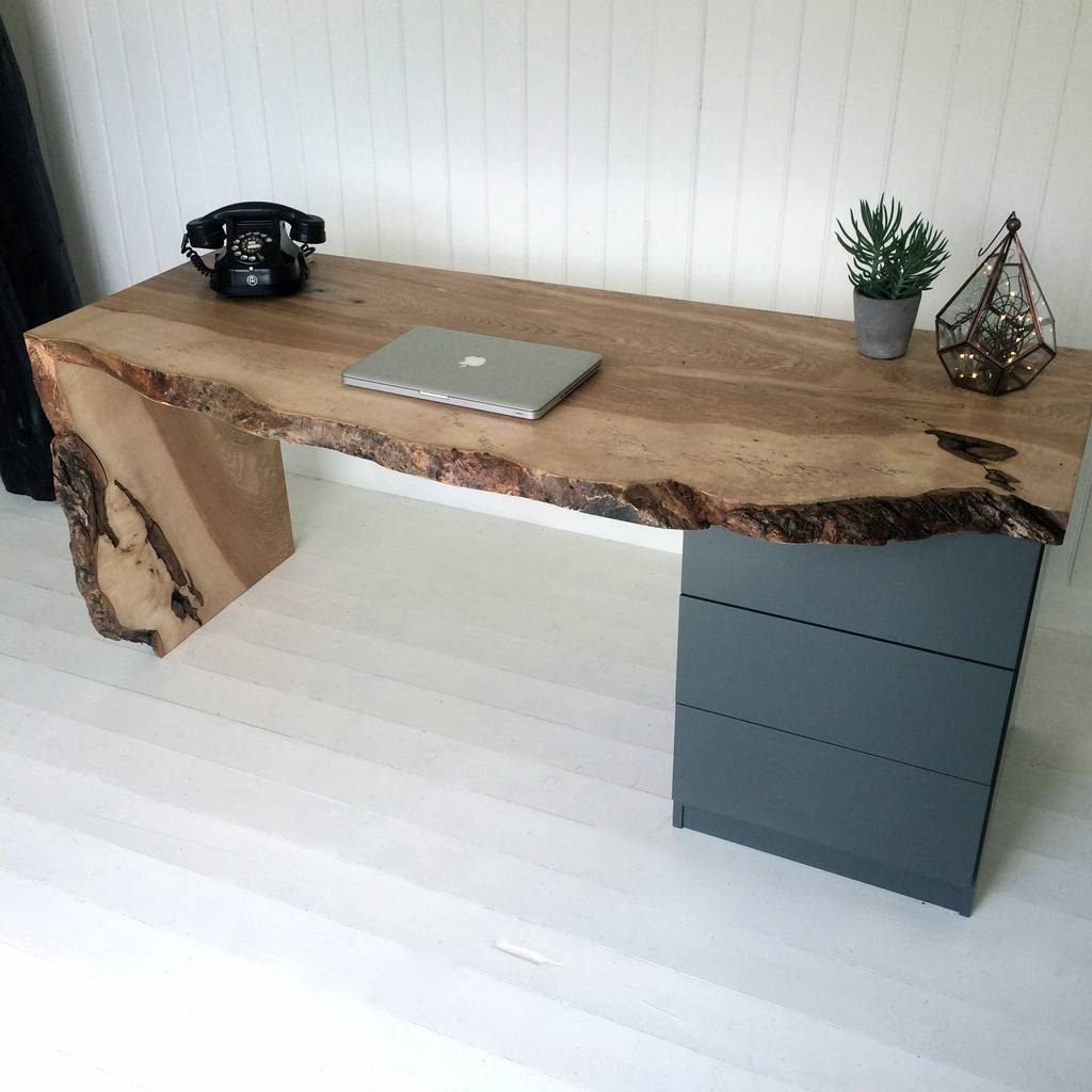 Oak Waterfall Desk With Drawers By Sandman Home And Garden ...