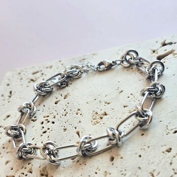 Knotted Link Chain Bracelet In Gold Or Silver Tone, 7 of 8