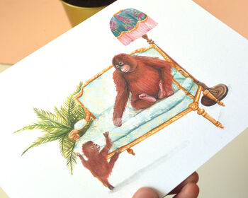 Orangutan And Baby Illustrated Greetings Card, 4 of 5