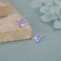 Sterling Silver Purple Hydrangea Enamel Stud Earrings, thumbnail 2 of 12