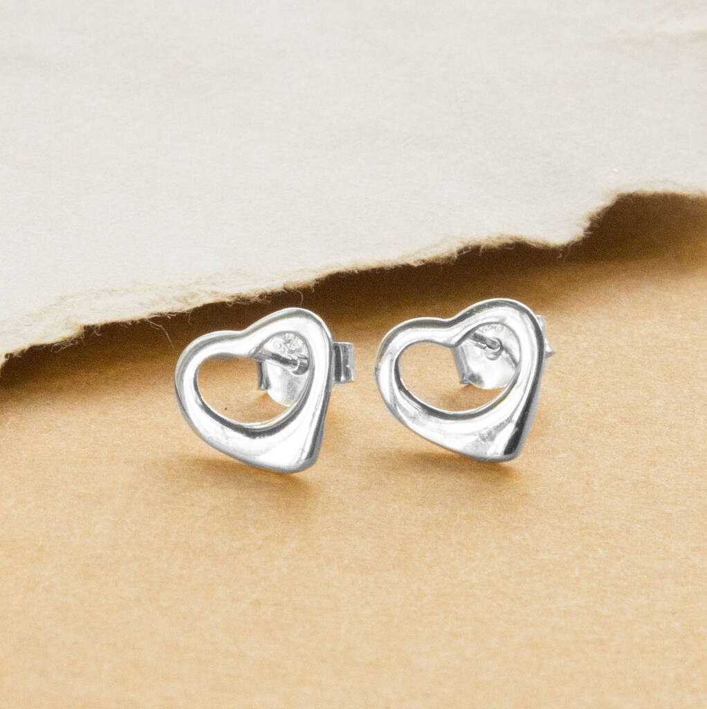 Sterling Silver Smooth Heart Stud Earrings By Martha Jackson Sterling ...