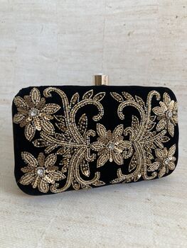 Black Velvet Rectangular Clutch Bag, 7 of 10