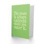 Grass Always Greener Water It Green Spring Quote Card, thumbnail 2 of 4