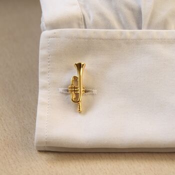 Trumpet Gold Cufflinks Gift For Musicians 316 L Stainless Steel, 5 of 5