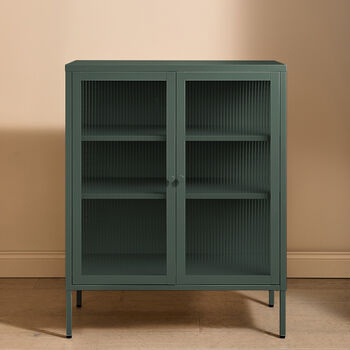 Medium Miles Glass Cabinet In Olive, 3 of 5